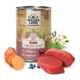 Wildes Land Nassfutter Rind mit Süßkartoffeln 400 g